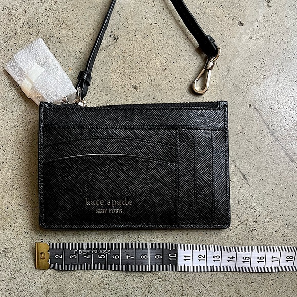 NWT Kate Spade wristlet billfold wallet clutch wristlet black saffiano leatber - Picture 9 of 10